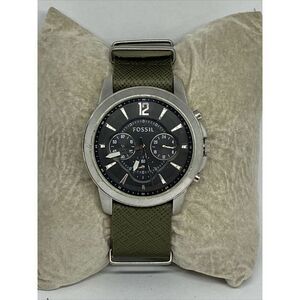 Fossil FS4532 Men's Grant Chronograph Green Leather Analog Dial Watch JK35